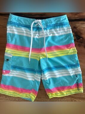 O'Neill Board Shorts Swim Trunks with Vibrant Stripes|Size:29